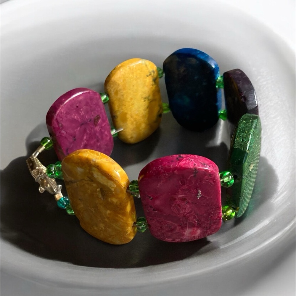 Multi-gemstone bracelet, colourful, unique, statement piece